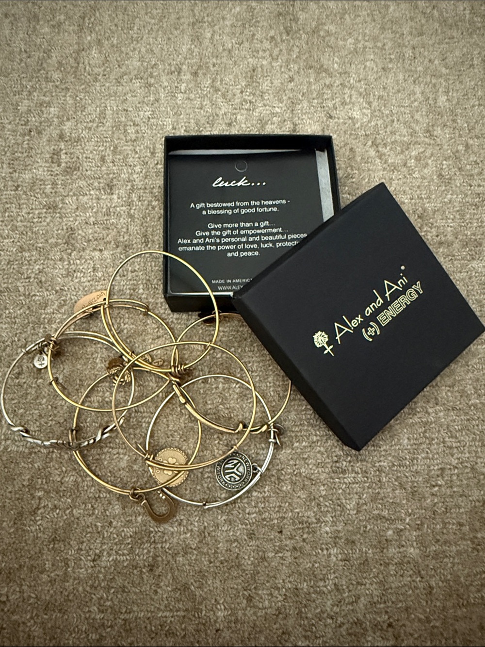 Alex and Ani Gold and Silver Mixed Metal Charm Bangles